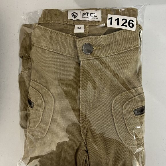 PTCL Women 26 US 4 Ethical Cargo Pants Zip Pockets Adj Cord Wide Leg Grunge Edgy - Picture 16 of 16